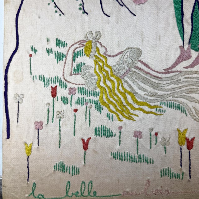 Textile Vintage Art Deco French Silk Embroidery Panel, 1920s For Sale - Image 7 of 12