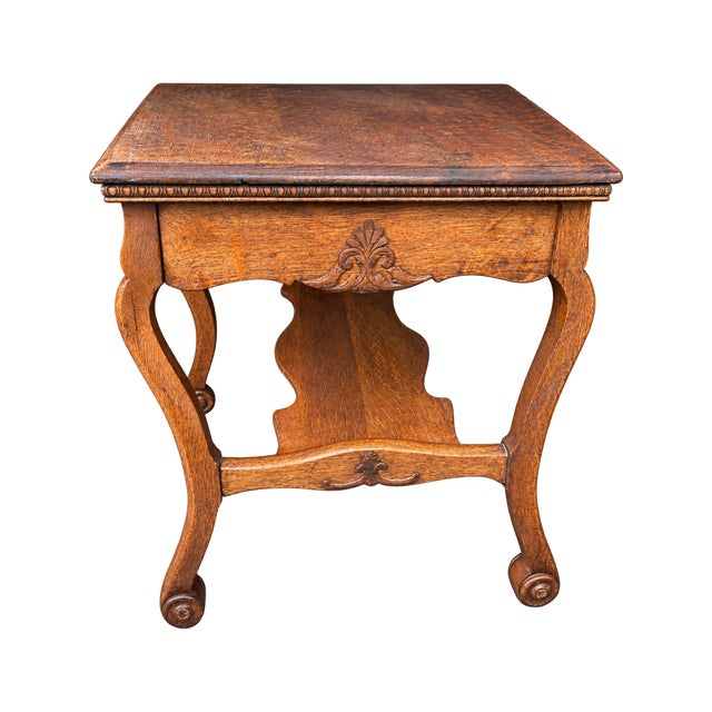 Victorian Antique Tiger Oak Library Table For Sale - Image 3 of 7