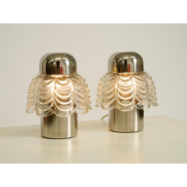 Large Metal and Glass Table Lamps from Veb Narva Leuchtenbau, 1960s, Set of 2 For Sale - Image 9 of 18
