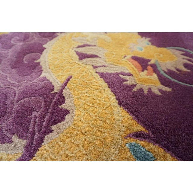 Purple 1920s Purple Traditional Dragon Shou Symbols Wool Antique Chinese Art Deco Rug For Sale - Image 8 of 9