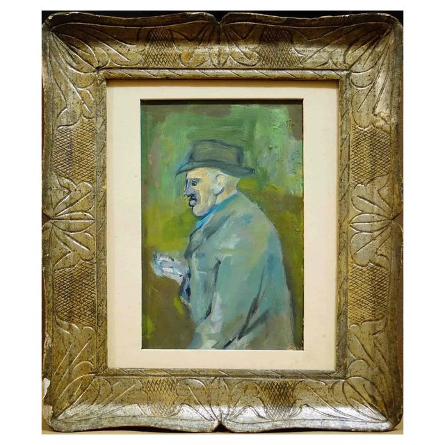 Mino Maccari, Portrait of Giorgio Morandi, Oil Paint, Mid 20th-Century For Sale