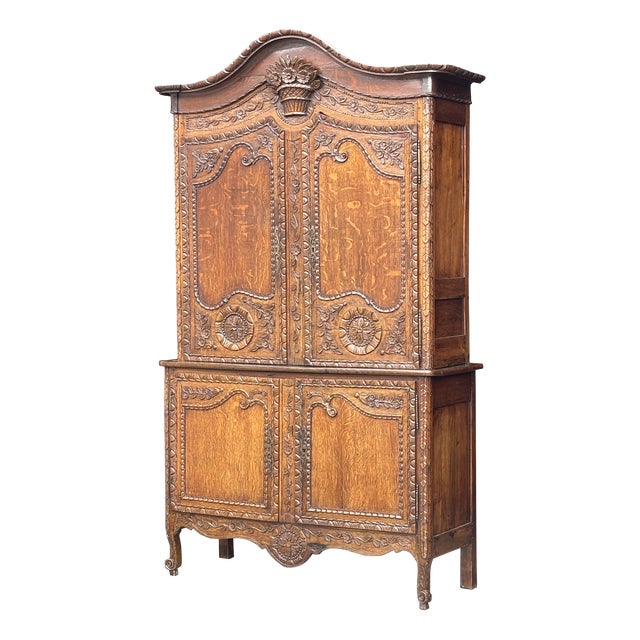 18th Century Louis XVI Oak 2-Body Buffet, Normandy, France, 1790 For Sale