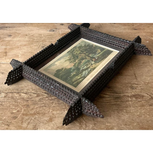 Early 20th Century Vintage Boho Tramp Art Frame For Sale - Image 5 of 6