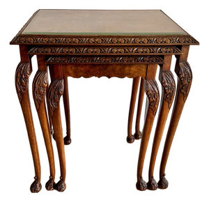 Vintage Walnut Nesting Tables, 1920, Set of 3
