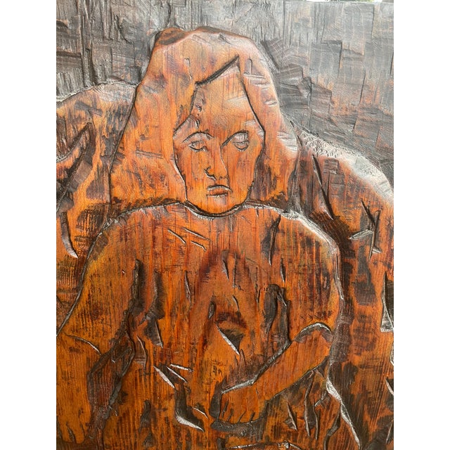 A carved wood wall hanging by Jean-Claude Gaugy 1" Deep 23 1/2" Wide 36 1/2" High