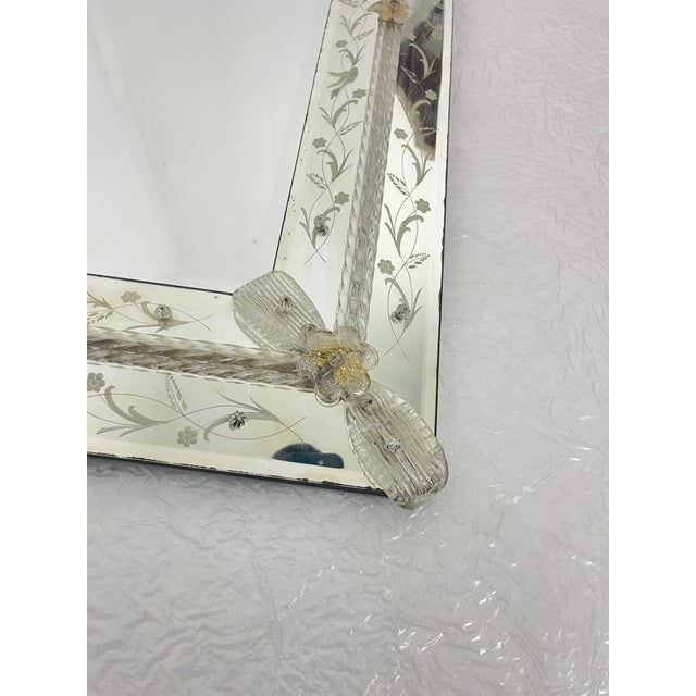 Large Mid-Century Venetian Murano Glass Mirror in the style of Ercole Barovier, 1960s For Sale - Image 11 of 12