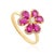 VRJewels Blooming 1.18ct Ruby Diamond Floral Cocktail Ring Size 8 in 14k Yellow Gold For Sale - Image 4 of 15