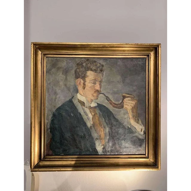 Swedish Artist, Man with a Pipe, Early 20th Century, Oil on Canvas For Sale - Image 9 of 9
