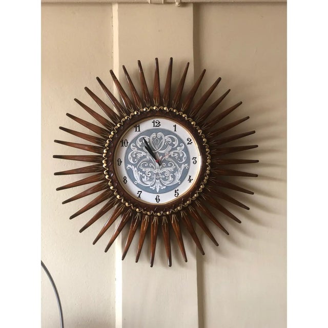 Brown Sunbeam Maple Wood Clock by Simoeng, 1990s For Sale - Image 8 of 11