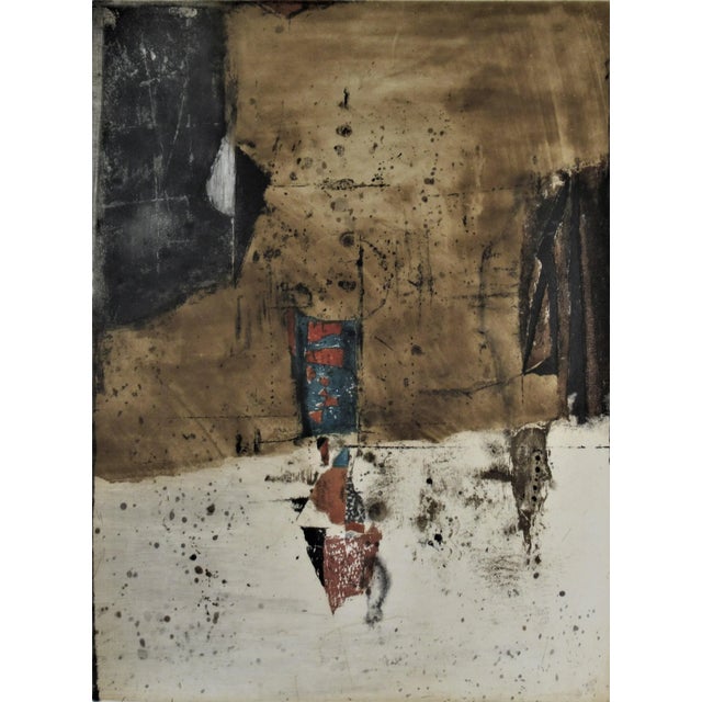 This artwork "Abstract Composition II." c.1970 in an original color etching and aquatint on Arches paper by noted Polish...