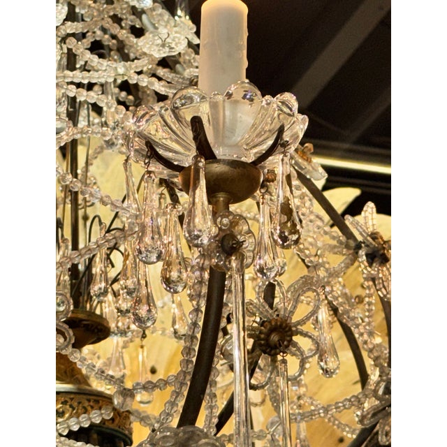 Transparent 19th C. French Beaded Crystal Basket Chandelier For Sale - Image 8 of 8