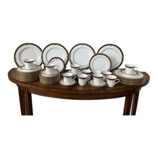 Vintage Noritake Gold and Sable China Dinnerware Set—55 Pieces For Sale