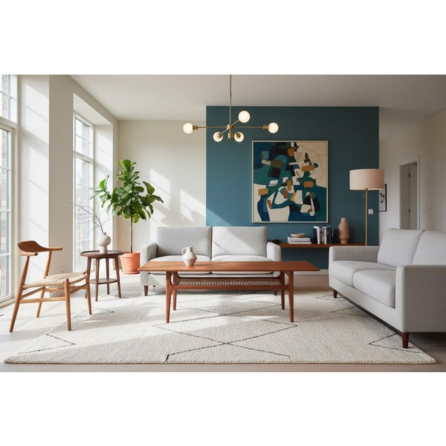 Danish Teak Coffee Table with Wicker Magazine Shelf from Trioh, 1960 For Sale - Image 10 of 16