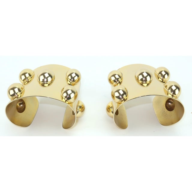 Pair Napier Gold Tone Metal Knob Cuff Bracelets, 1960's For Sale In Atlanta - Image 6 of 14