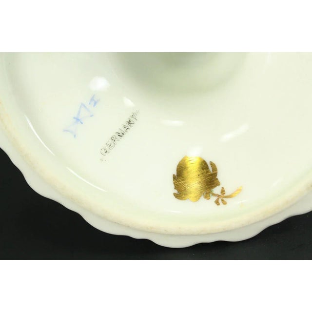 1800's Porcelain Candlestick Gilt & Hand Painted Flowers Germany Marked For Sale - Image 11 of 12