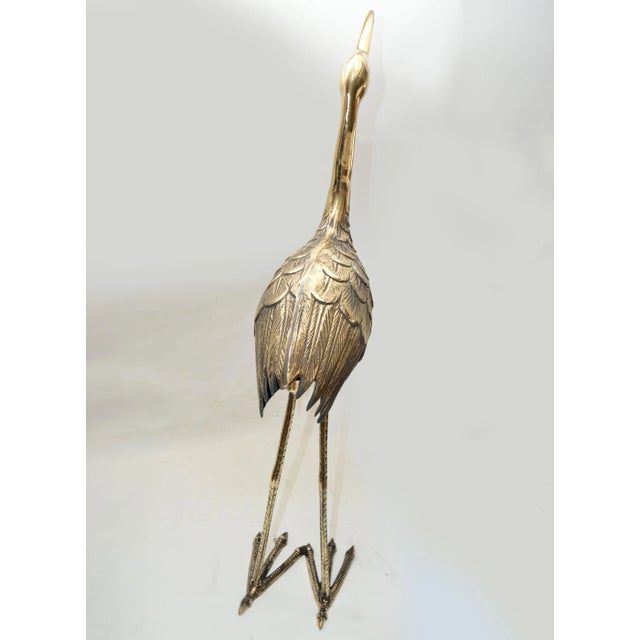 Bronze Bronze Crane Life-Size Animal Sculpture Handcrafted Mid-Century Modern 1970 For Sale - Image 8 of 13