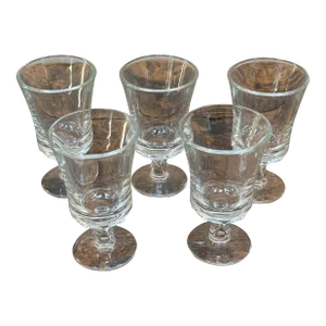 Set of 5 Vintage Cordial Glasses Aperitif Glasses Petite Wine Glasses