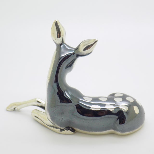 Vintage Italian Sterling Silver 925 Lying Fawn Deer Figurine from Saturno, Arezzo, 1990s For Sale - Image 6 of 14