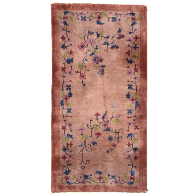 1920s Handmade Antique Art Deco Chinese Rug 3' X 6' For Sale In New York - Image 6 of 6