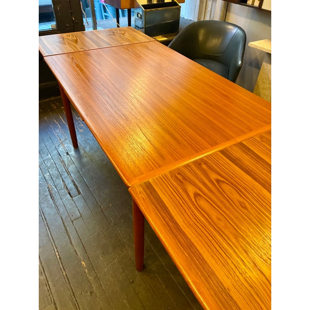 Teak Extension Dining Table From Denmark 1970s For Sale In New York - Image 6 of 8