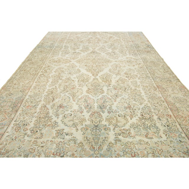 Beige Antique Persian Mahal Wool Rug With Allover Design From the 1900s For Sale - Image 11 of 11
