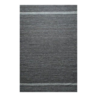 10x14 Gray Handwoven Wool Subtle Linear Bands Geometric Modern Carpet Rug For Sale