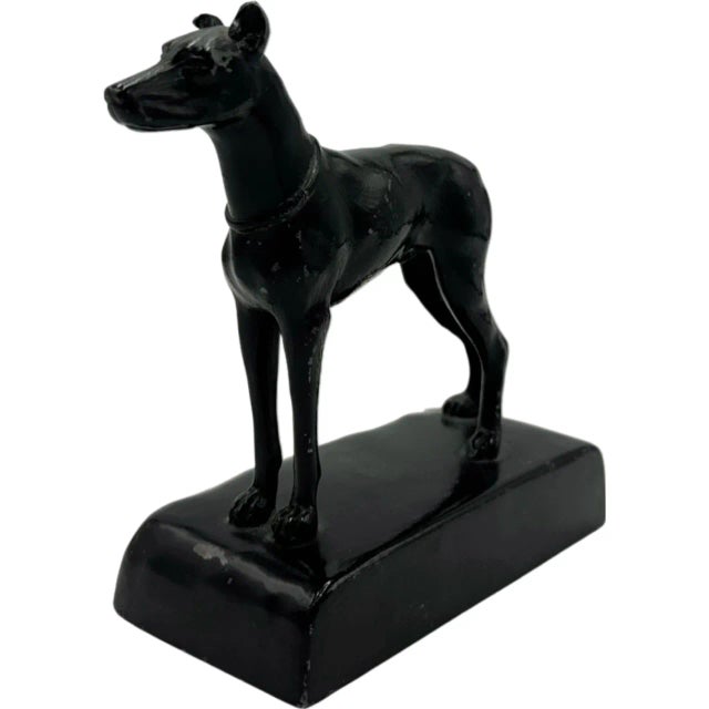 Mid-Century Modern Vintage Doberman Dog Figure Statue Black Metal Desk Animal For Sale - Image 3 of 12
