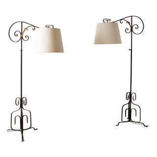 Adjustable Floor Lamps from René Drouet, 1940s, Set of 2 For Sale