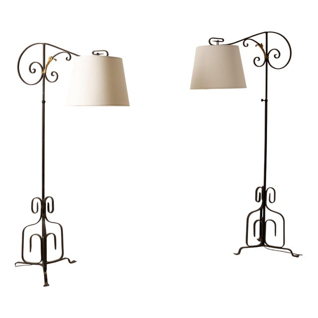 Adjustable Floor Lamps from René Drouet, 1940s, Set of 2 For Sale