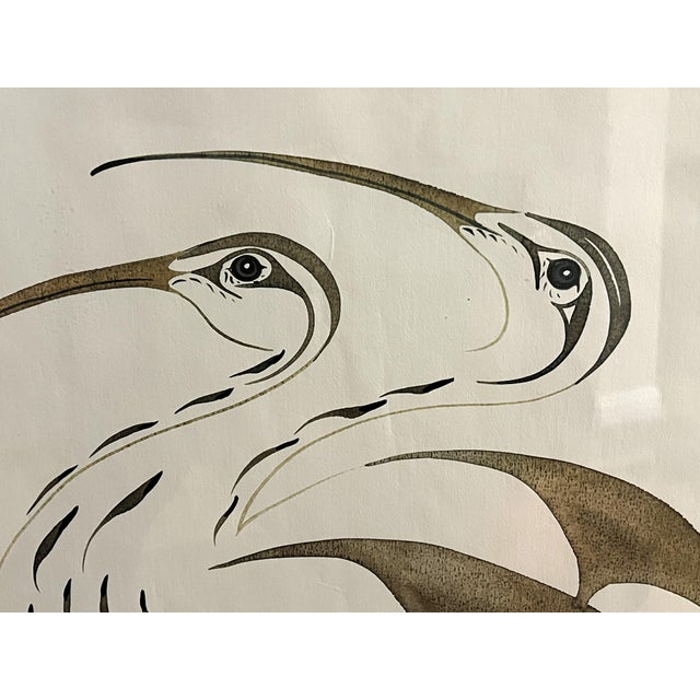 Mid 20th Century Vintage Original Eddy Cobiness Water Color on Paper "Sandpiper" Signed Stamped #10/100 For Sale - Image 5 of 10