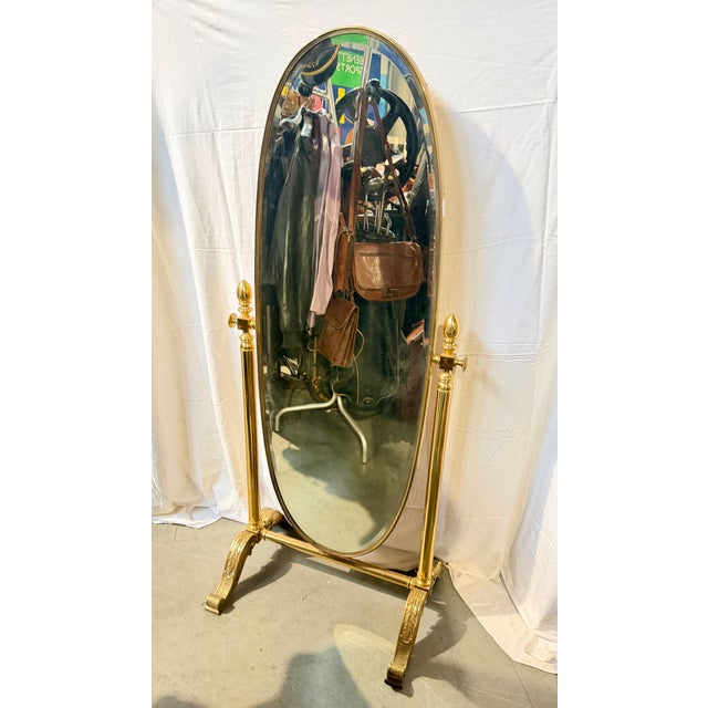 Antique Gilded Bronze Mirror with Pedestal, 1950s For Sale - Image 14 of 14