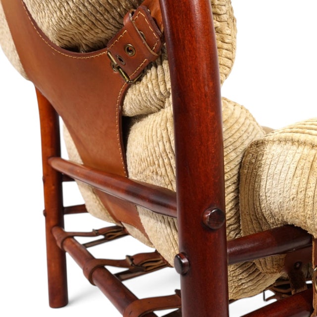 Inca Lounge Chair with Ottoman Corduroy Upholstery from Arne Norell Ab, 1970, Set of 2 For Sale - Image 4 of 18