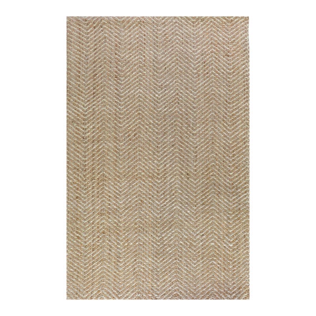 Chevron Natural / Ivory Jute Rug - 8 X 10 For Sale