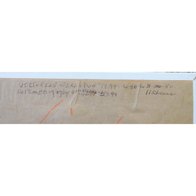 1980's Framed Victorian Needlepoint of Girl and Dog For Sale In Milwaukee - Image 6 of 9