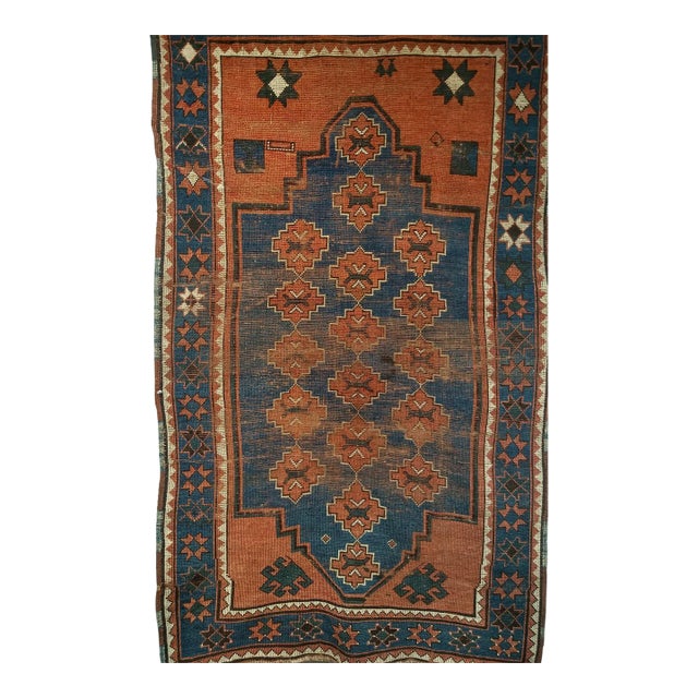 Antique Caucasian Kazak Bordjalou Rug, Hand-Knotted Wool, Late 1800s, 4' x 6' For Sale