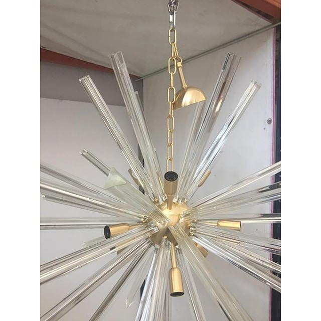 Chandelier Murano Glass Sputnik Vintage and Venini Style made in Italy brushled gold metal golor diameter 95 cm = 37.4"...