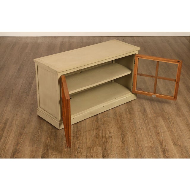 Pier 1 Imports Painted Farmhouse Style Two Tone Media Console For Sale - Image 4 of 18
