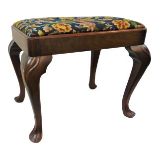 Queen Anne Custom Made Solid Walnut Footstool For Sale