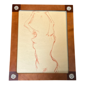 1940’s Original Abstract Female Nude Sepia Study Drawing