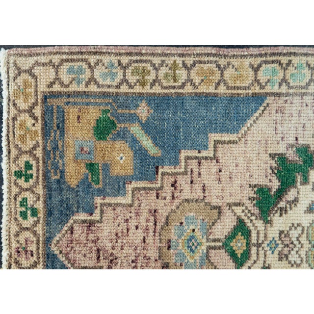 Turkish Turkish Mini Rug Oriental Hand Knotted Vintage Rug 1'8" x 3' #20740 For Sale - Image 3 of 8
