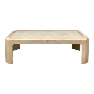 Low Profile Rectangular Coffee Table Postmodern Tessellated Stone For Sale