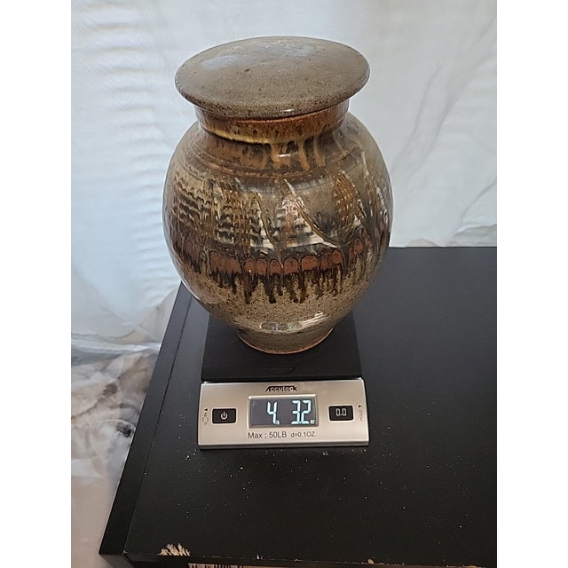 Vintage MCM Studio Art Pottery Lidded Drip Glazed For Sale - Image 10 of 10