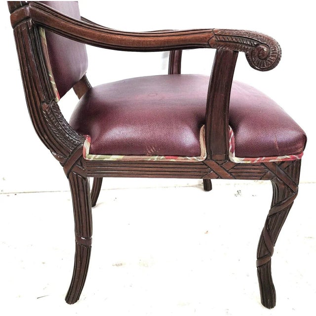 Vintage French Mahogany Dining Armchairs - Set of 6 For Sale - Image 4 of 13
