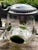 1900 - 1909 Antique German Jugendstil Glass Beer Stein With Green Applied Glass & Pewter Lid, Circa 1900 For Sale - Image 5 of 16