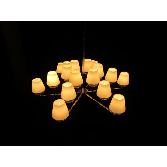 Mid-Century Modern Stunning Massive 18-Bulb Frosted Glass Chandelier For Sale - Image 3 of 11