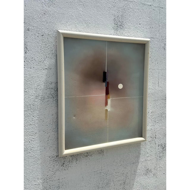 Late 20th Century Vintage Boho Geometric Minimalistic Abstract Oil on Canvas For Sale - Image 5 of 5
