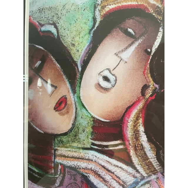 Hand-signed, and numbered lithograph print by Malaysian/American artist Lee Long Looi "A Moment of Peace" framed 31”x35”...