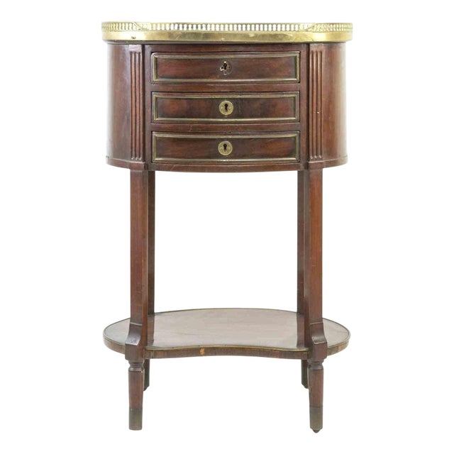 Vintage Oval Bedside Table, Italy, Early 20th Century For Sale
