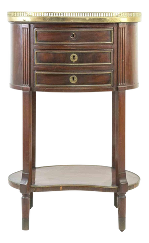 Vintage Oval Bedside Table, Italy, Early 20th Century