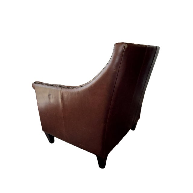 Bernhardt Brown Leather Club Chair With Nailhead Trim For Sale In Austin - Image 6 of 13